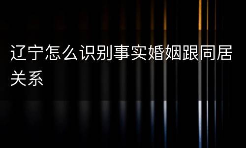 辽宁怎么识别事实婚姻跟同居关系