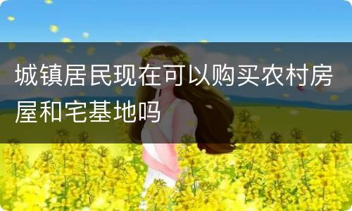 城镇居民现在可以购买农村房屋和宅基地吗