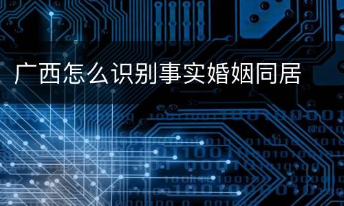 广西怎么识别事实婚姻同居