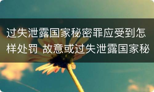 过失泄露国家秘密罪应受到怎样处罚 故意或过失泄露国家秘密尚不够刑事处罚