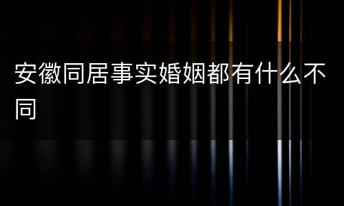 安徽同居事实婚姻都有什么不同
