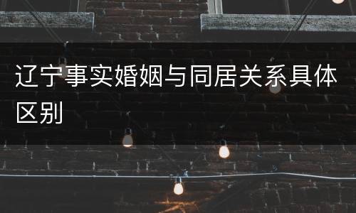 辽宁事实婚姻与同居关系具体区别