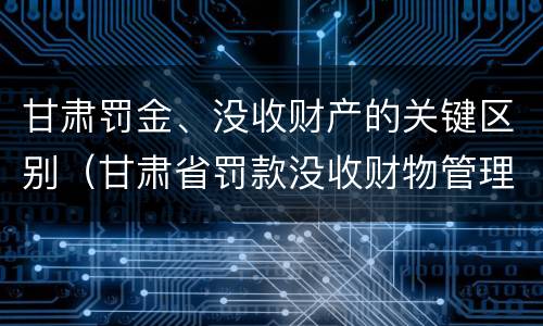 甘肃罚金、没收财产的关键区别（甘肃省罚款没收财物管理办法）