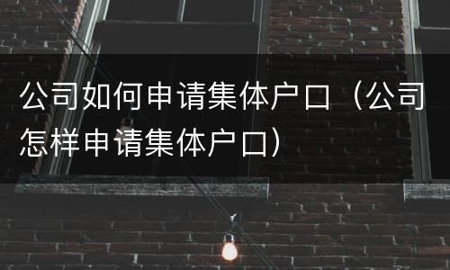 公司如何申请集体户口（公司怎样申请集体户口）