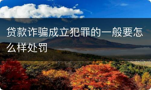 贷款诈骗成立犯罪的一般要怎么样处罚