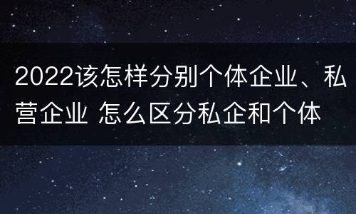 2022该怎样分别个体企业、私营企业 怎么区分私企和个体