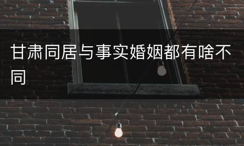 甘肃同居与事实婚姻都有啥不同