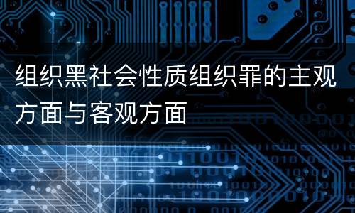 组织黑社会性质组织罪的主观方面与客观方面