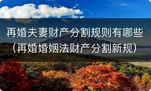 再婚夫妻财产分割规则有哪些（再婚婚姻法财产分割新规）