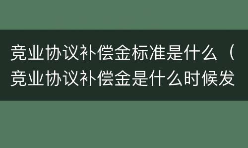 竞业协议补偿金标准是什么（竞业协议补偿金是什么时候发）