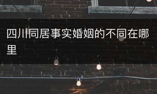 四川同居事实婚姻的不同在哪里
