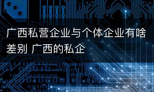 广西私营企业与个体企业有啥差别 广西的私企