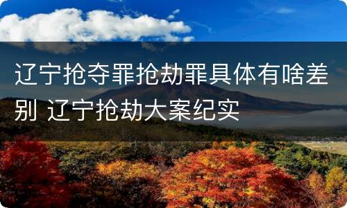 辽宁抢夺罪抢劫罪具体有啥差别 辽宁抢劫大案纪实