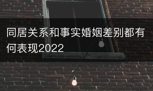 同居关系和事实婚姻差别都有何表现2022