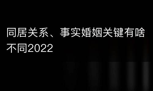 同居关系、事实婚姻关键有啥不同2022