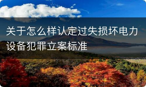 关于怎么样认定过失损坏电力设备犯罪立案标准