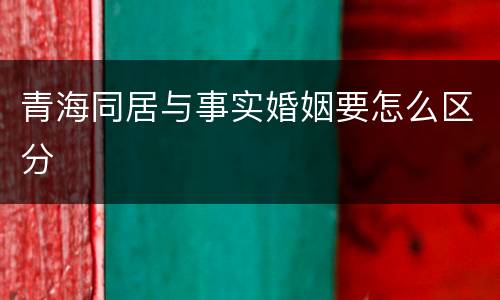青海同居与事实婚姻要怎么区分