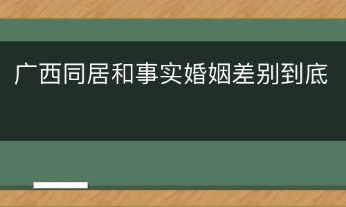 广西同居和事实婚姻差别到底
