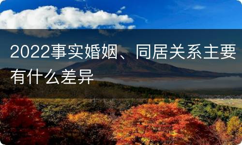 2022事实婚姻、同居关系主要有什么差异