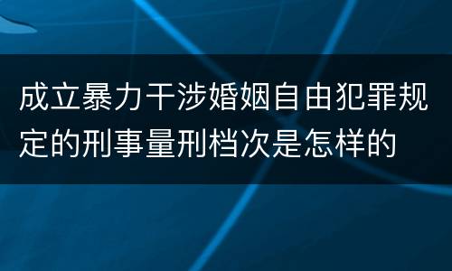 成立暴力干涉婚姻自由犯罪规定的刑事量刑档次是怎样的