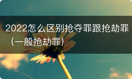 2022怎么区别抢夺罪跟抢劫罪（一般抢劫罪）