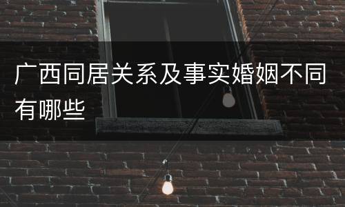 广西同居关系及事实婚姻不同有哪些