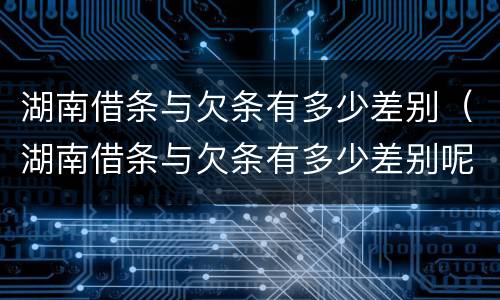 湖南借条与欠条有多少差别（湖南借条与欠条有多少差别呢）
