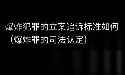 爆炸犯罪的立案追诉标准如何（爆炸罪的司法认定）