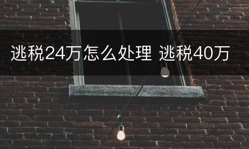 逃税24万怎么处理 逃税40万