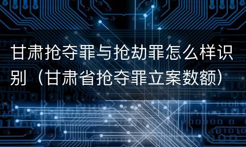 甘肃抢夺罪与抢劫罪怎么样识别（甘肃省抢夺罪立案数额）