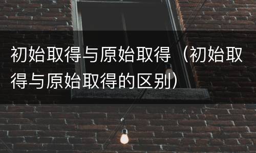 初始取得与原始取得（初始取得与原始取得的区别）