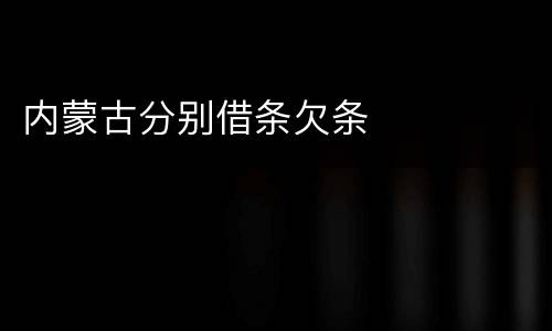 内蒙古分别借条欠条