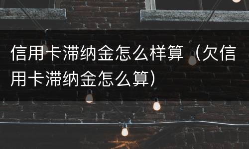 信用卡滞纳金怎么样算（欠信用卡滞纳金怎么算）