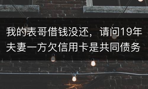 我的表哥借钱没还，请问19年夫妻一方欠信用卡是共同债务吗