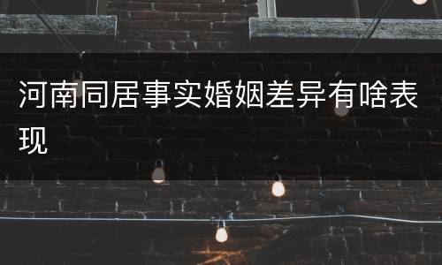 河南同居事实婚姻差异有啥表现