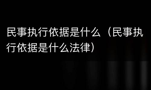 民事执行依据是什么（民事执行依据是什么法律）
