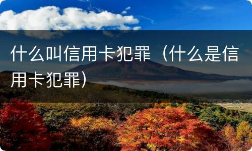 什么叫信用卡犯罪（什么是信用卡犯罪）