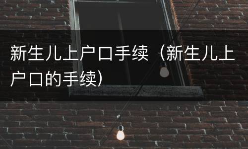 新生儿上户口手续（新生儿上户口的手续）