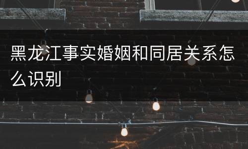 黑龙江事实婚姻和同居关系怎么识别