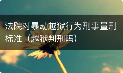 法院对暴动越狱行为刑事量刑标准（越狱判刑吗）