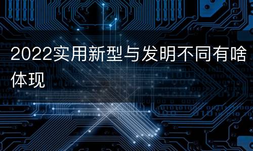 2022实用新型与发明不同有啥体现