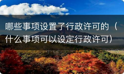 哪些事项设置了行政许可的（什么事项可以设定行政许可）