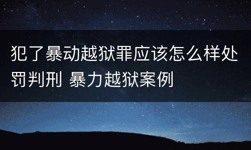 犯了暴动越狱罪应该怎么样处罚判刑 暴力越狱案例