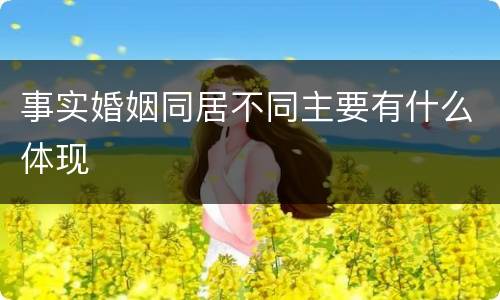 事实婚姻同居不同主要有什么体现