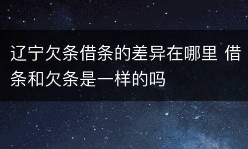 辽宁欠条借条的差异在哪里 借条和欠条是一样的吗