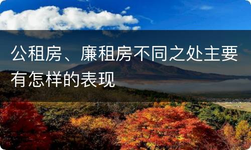 公租房、廉租房不同之处主要有怎样的表现