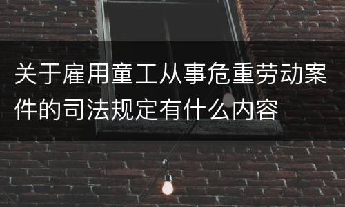 关于雇用童工从事危重劳动案件的司法规定有什么内容