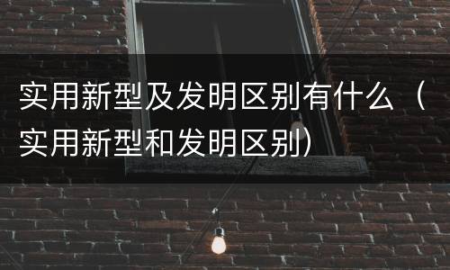 实用新型及发明区别有什么（实用新型和发明区别）