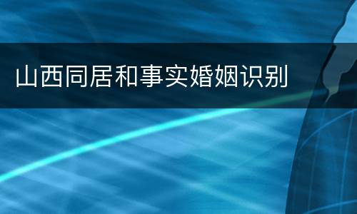 山西同居和事实婚姻识别