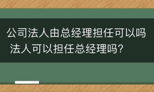 公司法人由总经理担任可以吗 法人可以担任总经理吗?